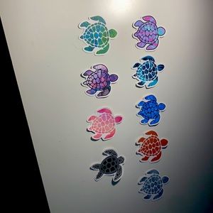 9 turtle stickers for $5 they come in those colours